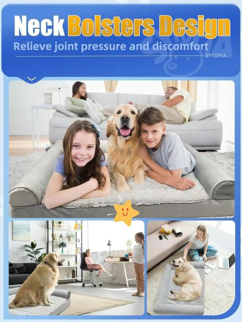 Orthopedic Waterproof Dog Bed 42 Inchs Extra Large Washable Dog Mattress Cooling Mats with Removable Cover and Non-Slip Bottom, Luxury Dog Cage Bed XL Pet Supplies