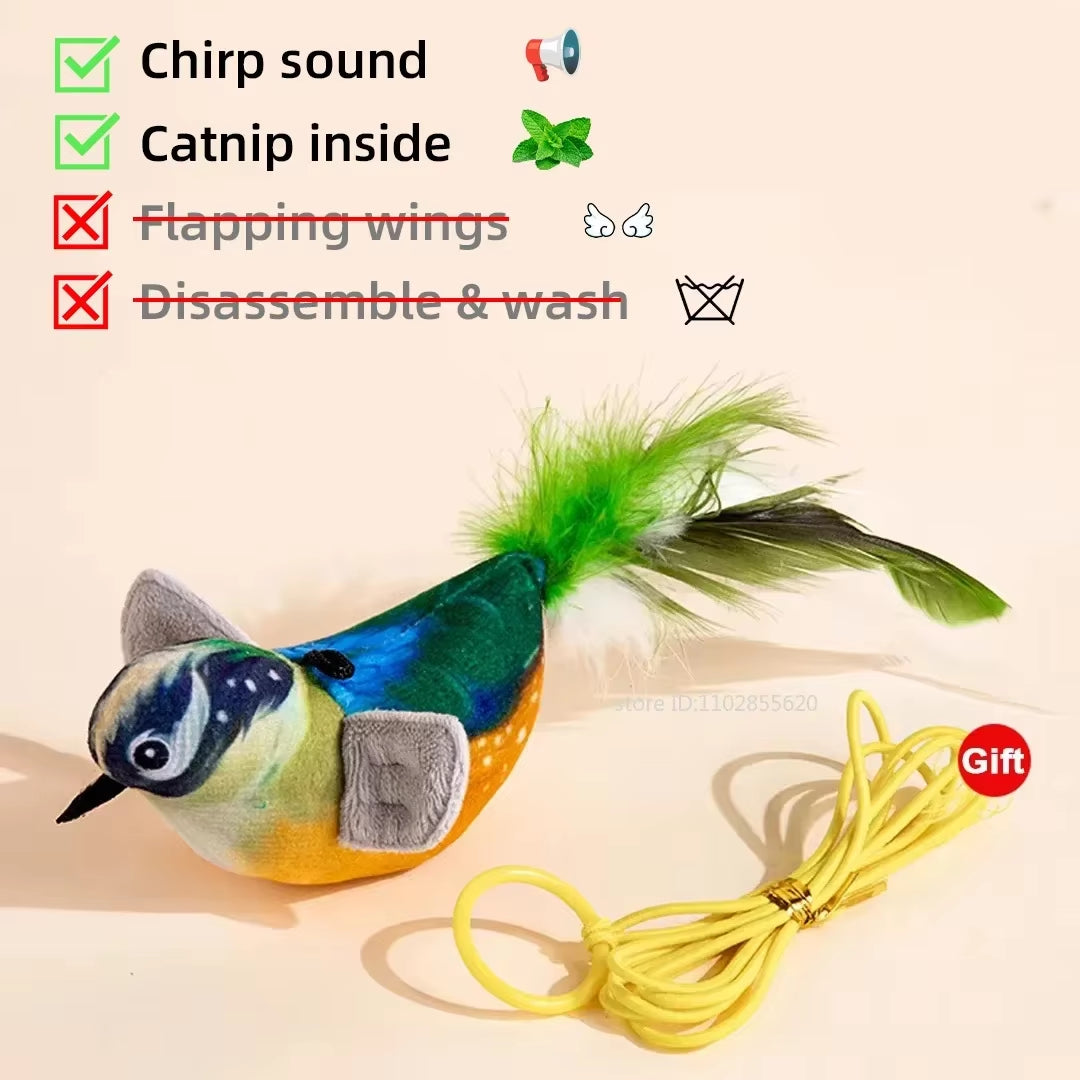 Simulated Bird Cat Toy Interactive Toys Dog Rechargeable Chirping Flapping Bird(No Flying) Catnip Touch Activated Plush Toy Pet
