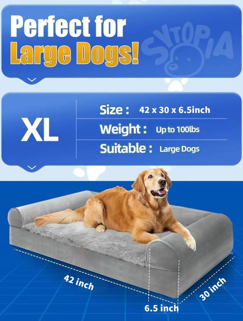 Orthopedic Waterproof Dog Bed 42 Inchs Extra Large Washable Dog Mattress Cooling Mats with Removable Cover and Non-Slip Bottom, Luxury Dog Cage Bed XL Pet Supplies