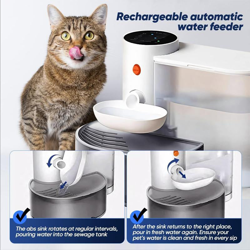 【Black Friday Deal】Saker Automatic Pet Water Dispenser, 3000Ml/106Oz Large Capacity, Smart Pet Water Dispenser, Rechargeable Automatic Pet Water Dispenser (White, 1 Set)