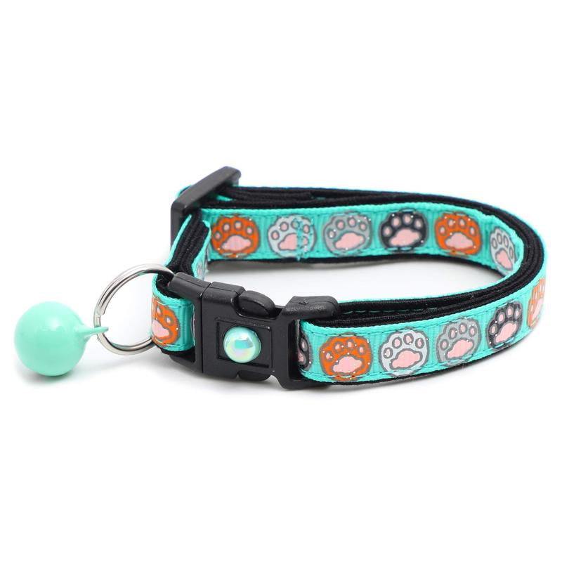 Toe Beans Safety Breakaway Cat Collar Handmade by Pugs2Persians with Matching Jingle Bell & Charm