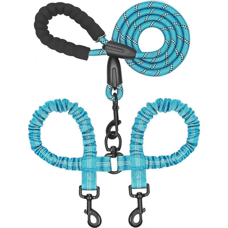 2 Dog Leash 360° Swivel No Tangle Double Walking & Training Leash Comfortable Shock Absorbing Lead with Ease Harnesses Pet Products Retractable Adjustable Durable Bungee
