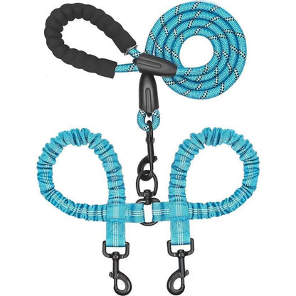 2 Dog Leash 360° Swivel No Tangle Double Walking & Training Leash Comfortable Shock Absorbing Lead with Ease Harnesses Pet Products Retractable Adjustable Durable Bungee