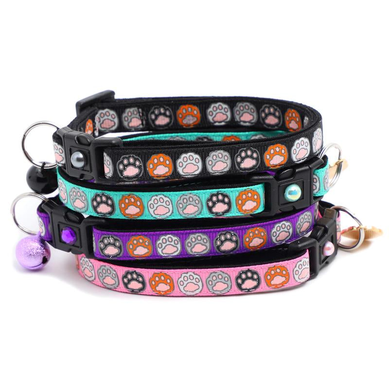 Toe Beans Safety Breakaway Cat Collar Handmade by Pugs2Persians with Matching Jingle Bell & Charm