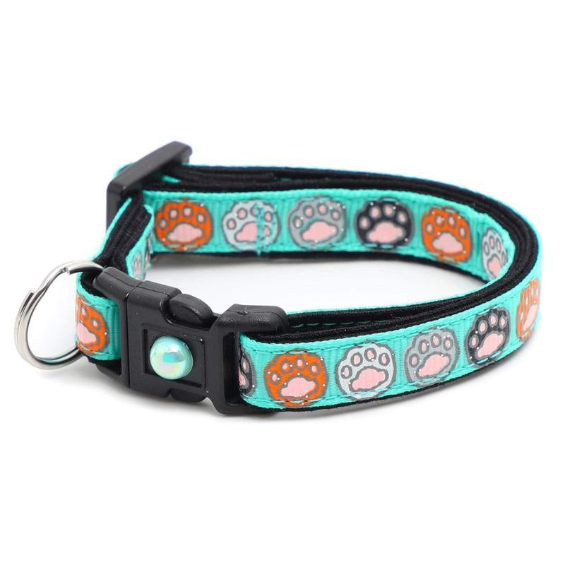 Toe Beans Safety Breakaway Cat Collar Handmade by Pugs2Persians with Matching Jingle Bell & Charm