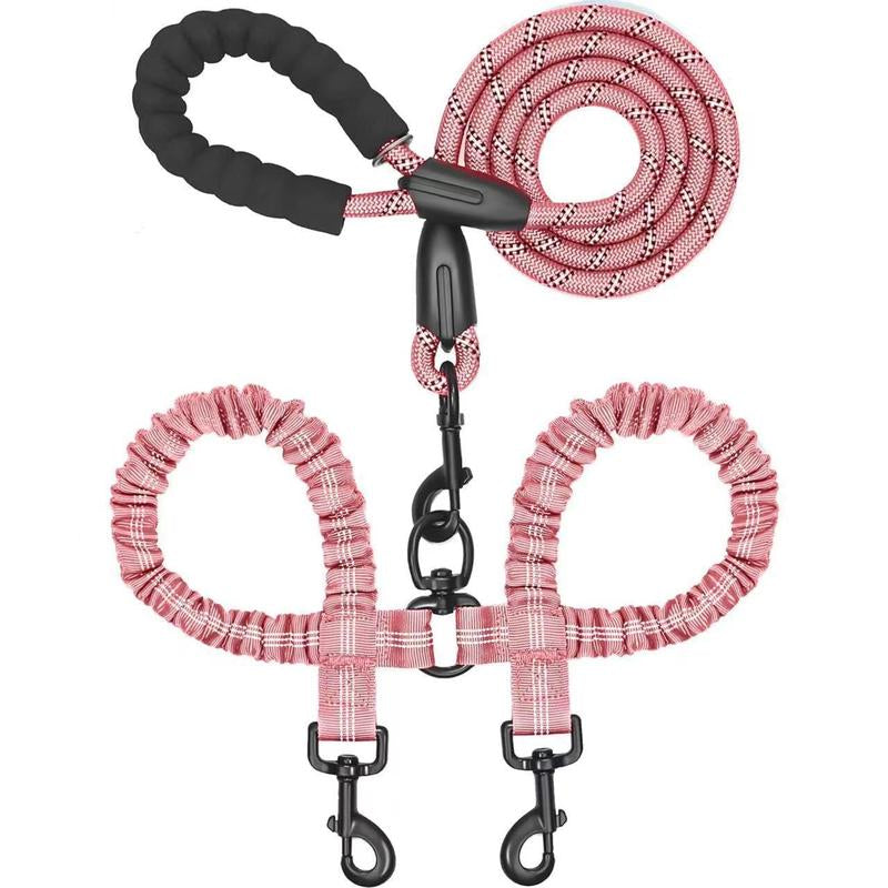 2 Dog Leash 360° Swivel No Tangle Double Walking & Training Leash Comfortable Shock Absorbing Lead with Ease Harnesses Pet Products Retractable Adjustable Durable Bungee