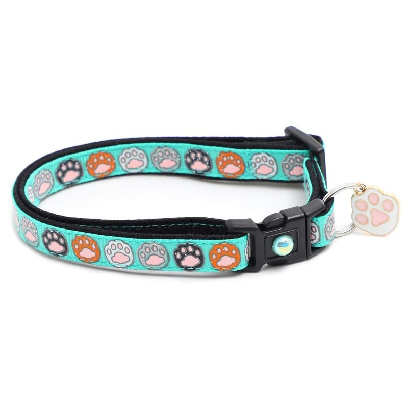 Toe Beans Safety Breakaway Cat Collar Handmade by Pugs2Persians with Matching Jingle Bell & Charm