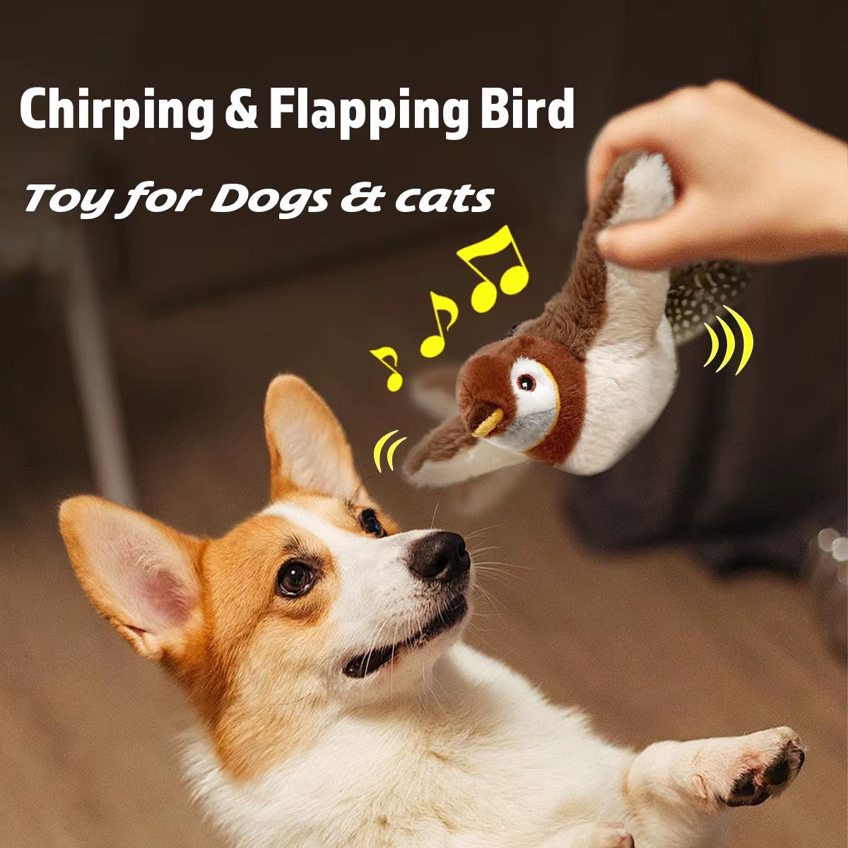 Simulated Bird Cat Toy Interactive Toys Dog Rechargeable Chirping Flapping Bird(No Flying) Catnip Touch Activated Plush Toy Pet
