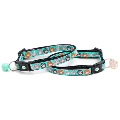 Toe Beans Safety Breakaway Cat Collar Handmade by Pugs2Persians with Matching Jingle Bell & Charm