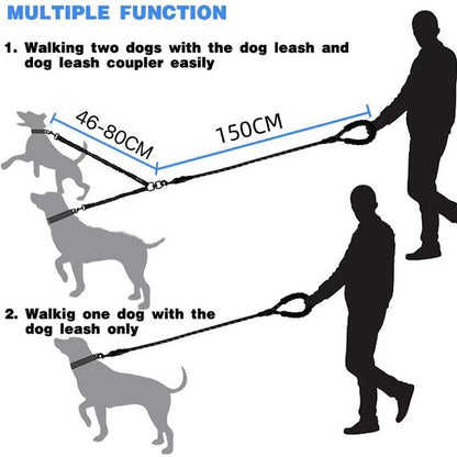 2 Dog Leash 360° Swivel No Tangle Double Walking & Training Leash Comfortable Shock Absorbing Lead with Ease Harnesses Pet Products Retractable Adjustable Durable Bungee